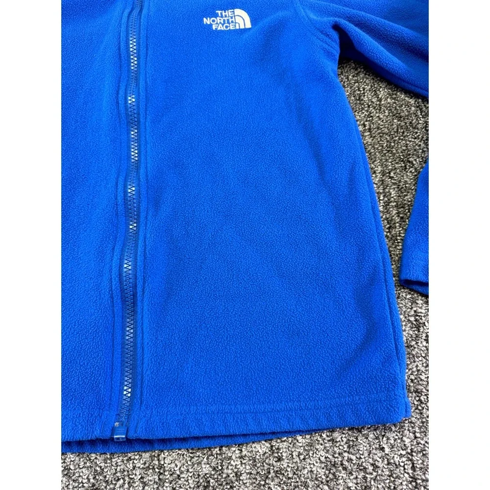 The North Face Fleece Jacket Boys Medium Blue Full Zip Logo Polyester Outdoor